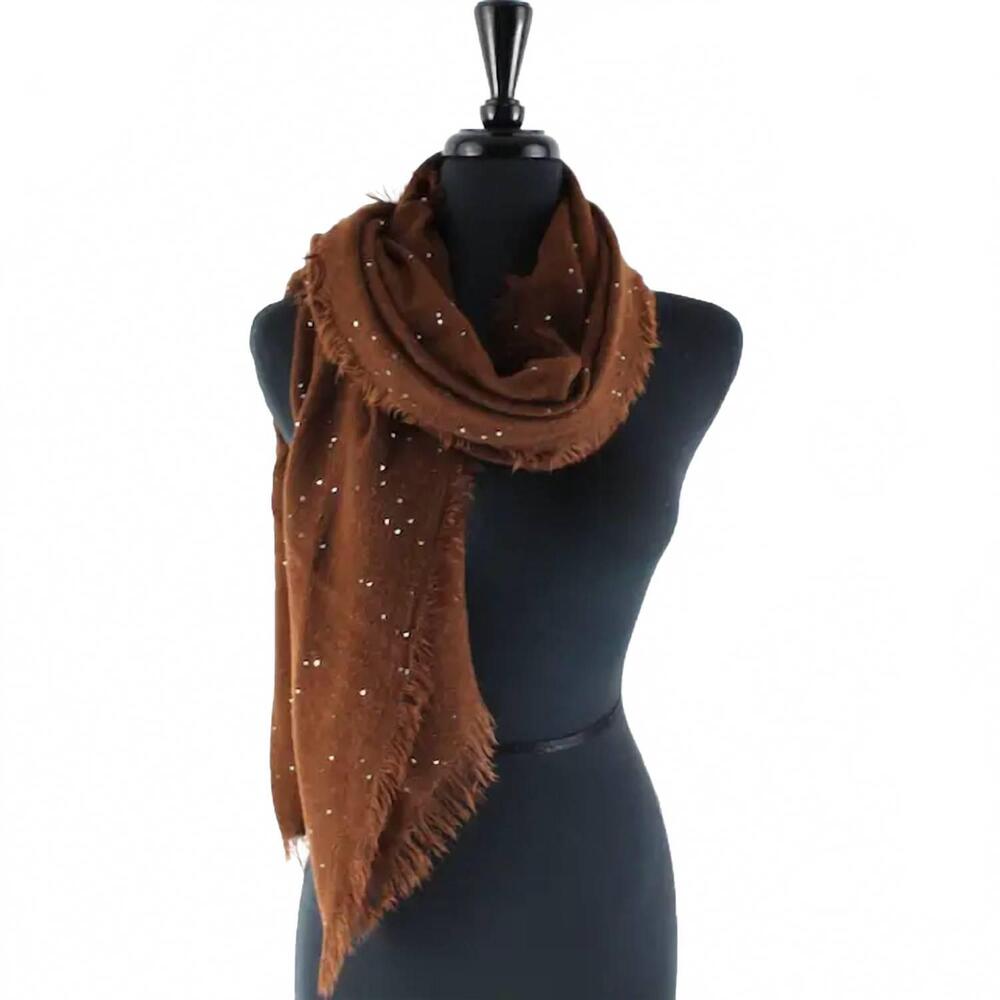 NEW FAIRE ice stars rhinestone scarf in brown